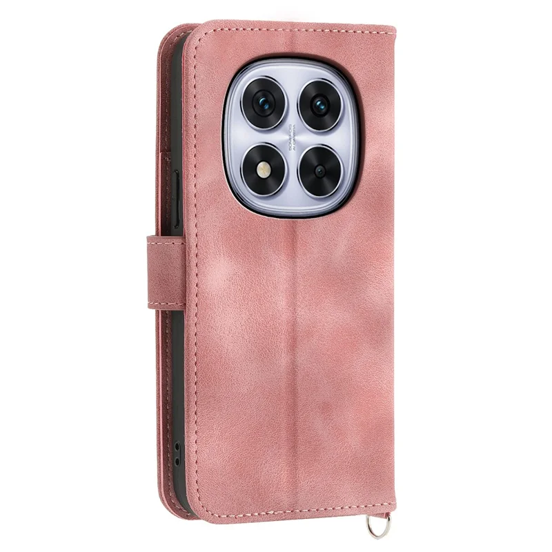 For Xiaomi Poco M8 Pro 5G / Redmi Note 15 Pro+ 5G (Global) Case Flower Pattern PU Leather Wallet Phone Cover with Strap - Pink