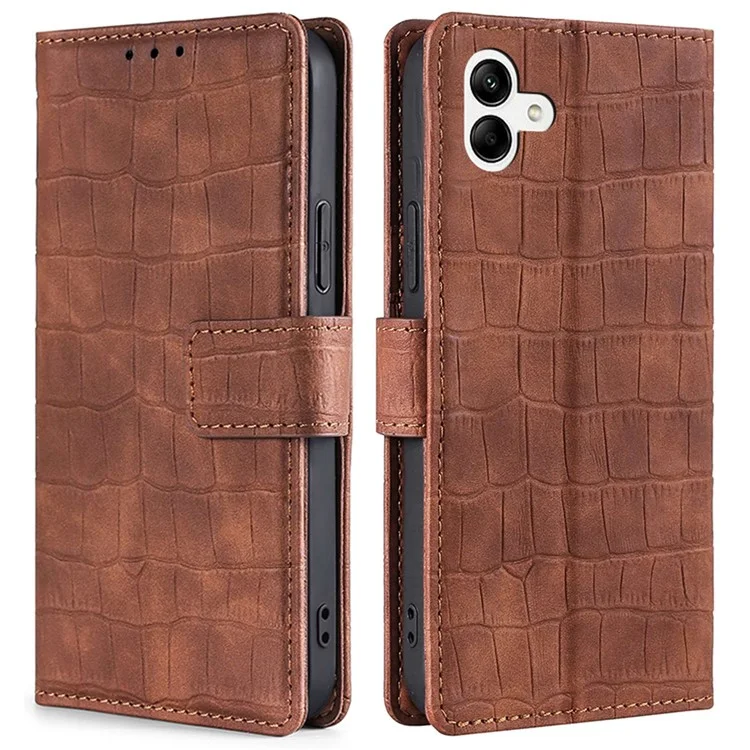 Para Samsung Galaxy A04 4G (164.4 x 76.3 x 9.1 Mm) Soporte de Billetera Textura de Cocodrilo Case de Touch de Piel PU Cubierta de Cierre Magnético - Marrón