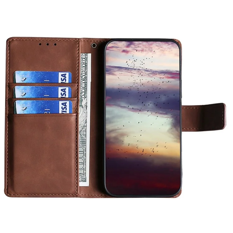 Para Samsung Galaxy A04 4G (164.4 x 76.3 x 9.1 Mm) Soporte de Billetera Textura de Cocodrilo Case de Touch de Piel PU Cubierta de Cierre Magnético - Marrón