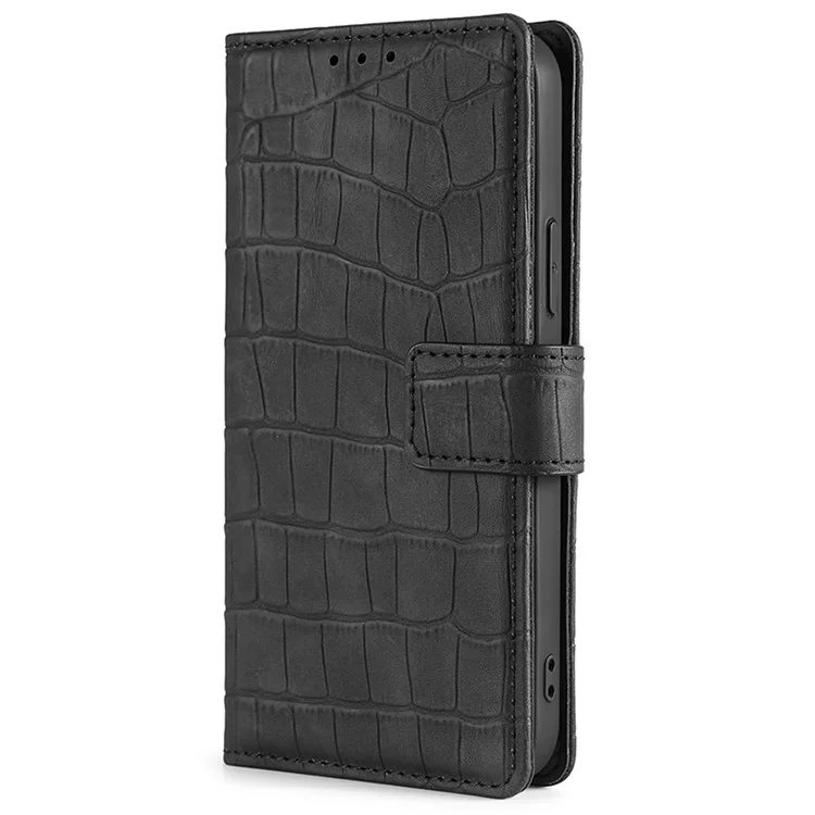 Para o Samsung Galaxy A04 4G (164,4 x 76,3 x 9,1 Mm) Stand Crocodile Textule Textule Textura Case Tach de Cear - Preto