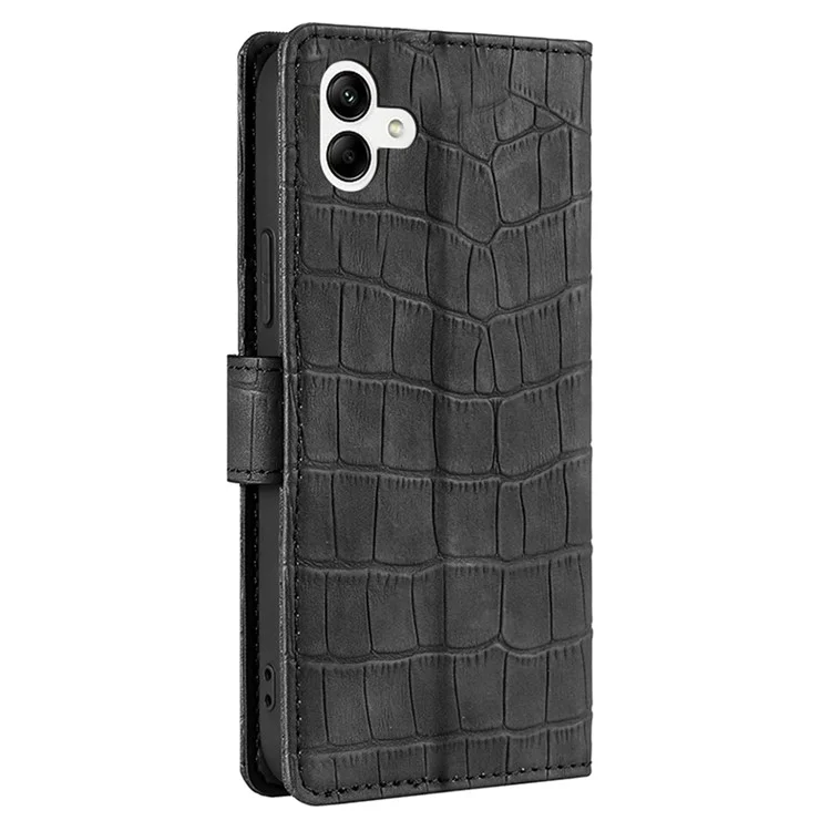 Para o Samsung Galaxy A04 4G (164,4 x 76,3 x 9,1 Mm) Stand Crocodile Textule Textule Textura Case Tach de Cear - Preto