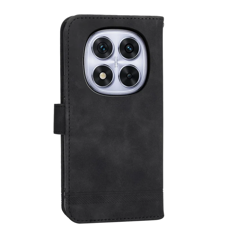 DIERFENG DF-03 Fodral för Xiaomi Redmi Note 15 Pro+ 5G Med linjeprägling Lederlukt Väska Mobilhölse med handledsband - Svart