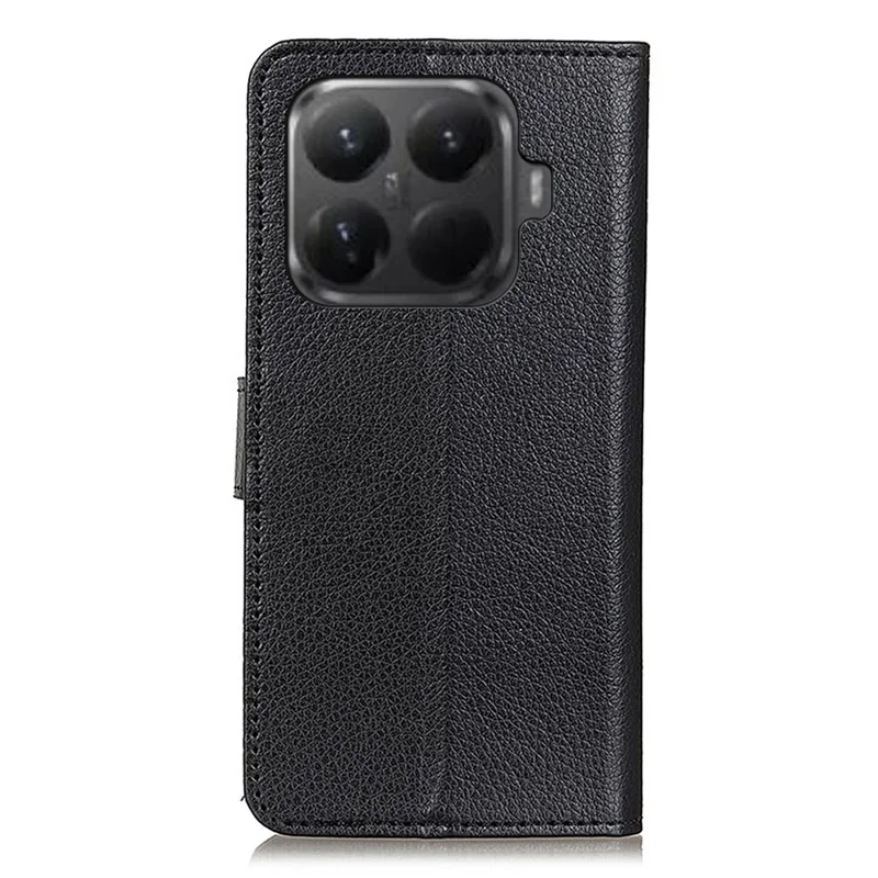 For Xiaomi 15T Pro Wallet Case PU Leather Phone Cover Litchi Texture - Black