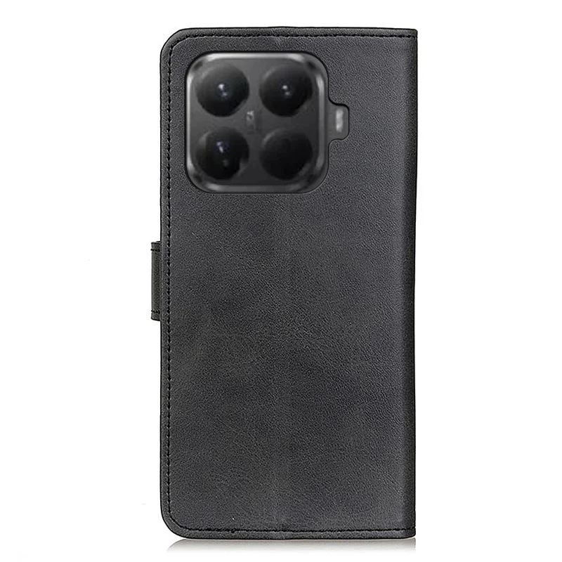 Xiaomi 15T Pro hoesje met structuur van koeienleer, lederen portemonnee- en standaard telefoonhoes - Zwart
