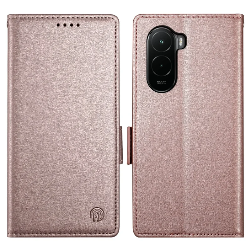 For Xiaomi Poco M7 4G (EU) (171mm) Stand Case PU Leather Wallet Phone Cover - Rose Gold