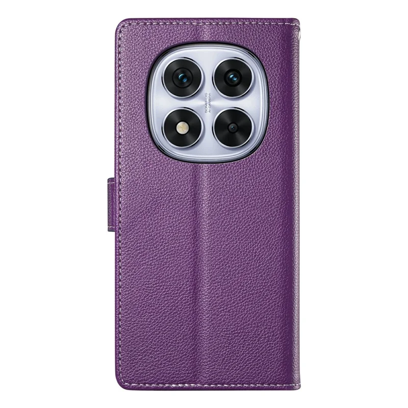 Voor Xiaomi Redmi Note 15 Pro 5G Hoesje Magnetische Sluiting Litchi Structuur Lederen Portemonnee Telefoonhoesje met Polsbandje - Paars