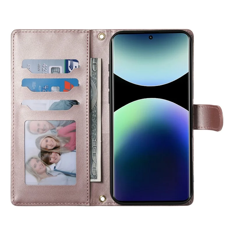 For Xiaomi Redmi Note 15 5G (Global) Wallet Case Rhombus Stitching Stand Leather Phone Cover with Long  /  Short Strap - Rose Gold