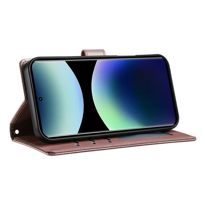 For Xiaomi Redmi Note 15 5G (Global) Wallet Case Rhombus Stitching Stand Leather Phone Cover with Long  /  Short Strap - Rose Gold