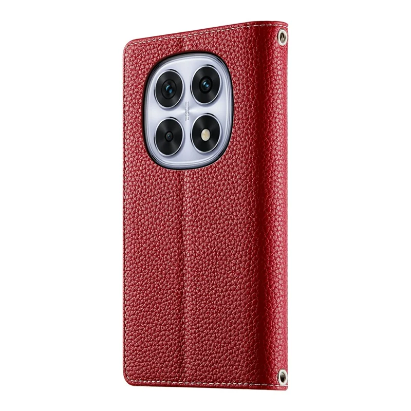 For Xiaomi Redmi Note 15 5G (Global) Case Zipper Wallet Color Splicing Leather Flip Phone Cover with Straps - Red