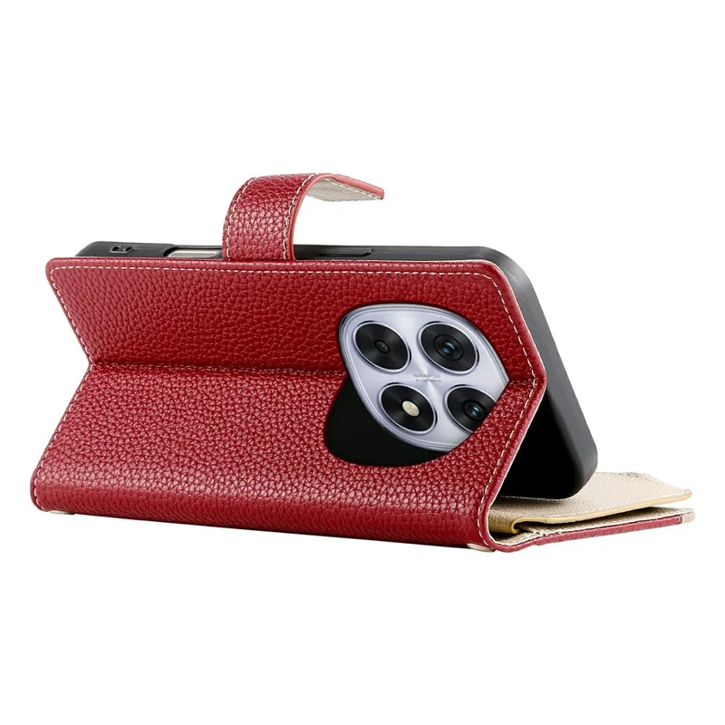 For Xiaomi Redmi Note 15 5G (Global) Case Zipper Wallet Color Splicing Leather Flip Phone Cover with Straps - Red