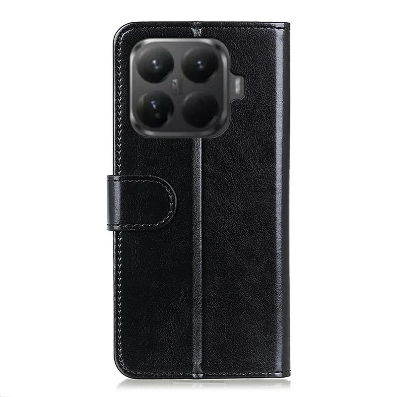 Voor Xiaomi 15T Pro hoesje Crazy Horse-structuur PU-leer standaardhoes - Zwart