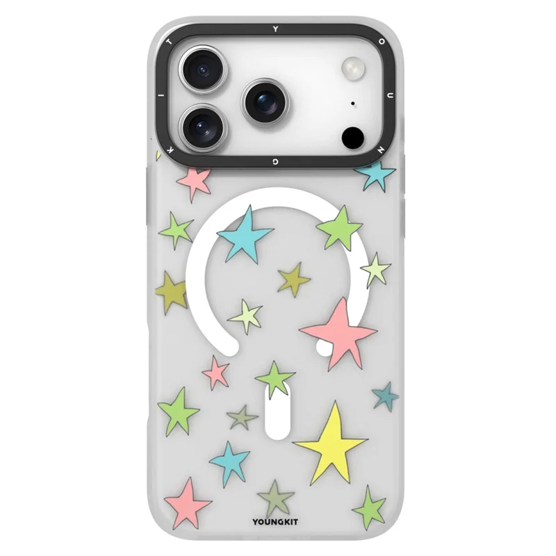 YOUNGKIT Sweetheart Story Series For iPhone 17 Pro Max Magnetic Case IMD Shockproof TPU Phone Back Cover - Star Wishes