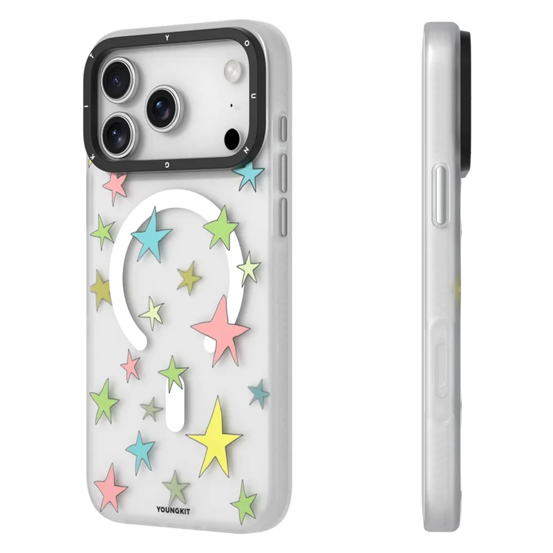 YOUNGKIT Sweetheart Story Series For iPhone 17 Pro Max Magnetic Case IMD Shockproof TPU Phone Back Cover - Star Wishes