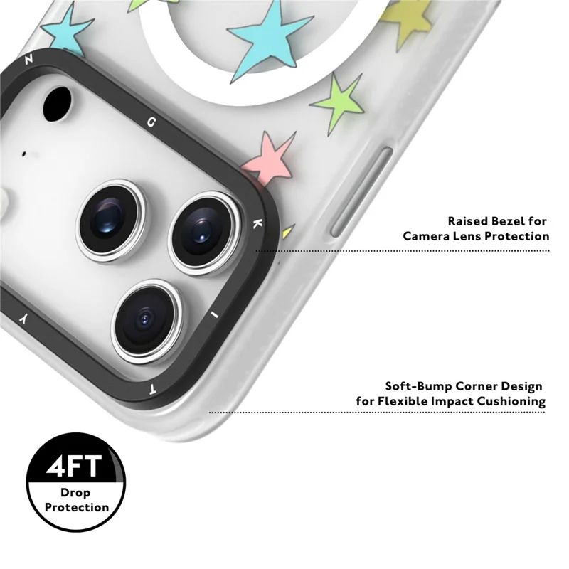 YOUNGKIT Sweetheart Story Series For iPhone 17 Pro Max Magnetic Case IMD Shockproof TPU Phone Back Cover - Star Wishes