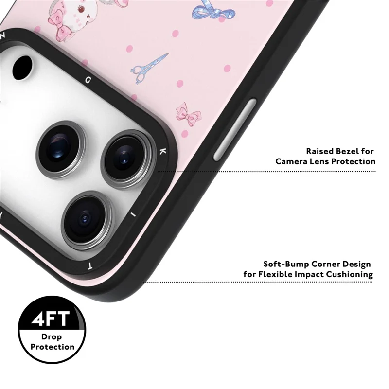 YOUNGKIT Cute Moments Series For iPhone 17 Pro Magnetic Case IMD Shockproof TPU Phone Back Cover - Pink Sugar Kitten