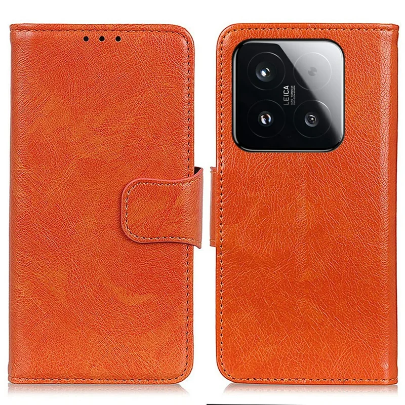 For Xiaomi 15T Case Nappa Texture Split Leather Wallet Phone Cover - Orange