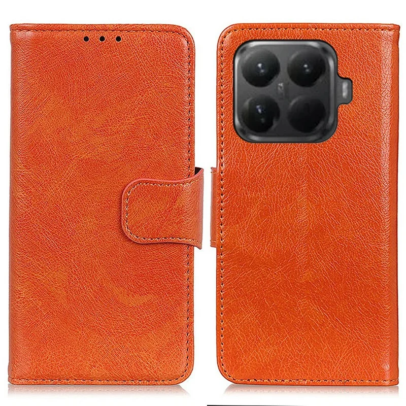 Voor Xiaomi 15T Pro hoesje Nappastructuur gespleten lederen portemonnee telefoonhoes - Oranje
