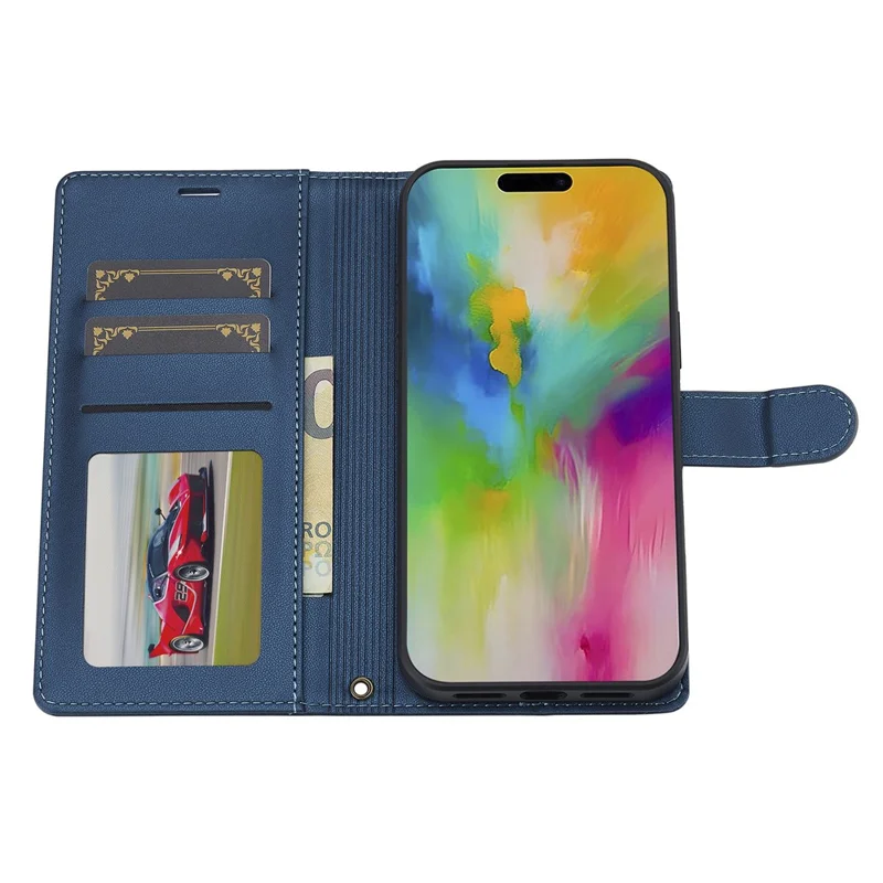 LC.IMEEKE L2 Series for iPhone 17 Case PU Leather Wallet Detachable Magnetic Phone Cover - Blue