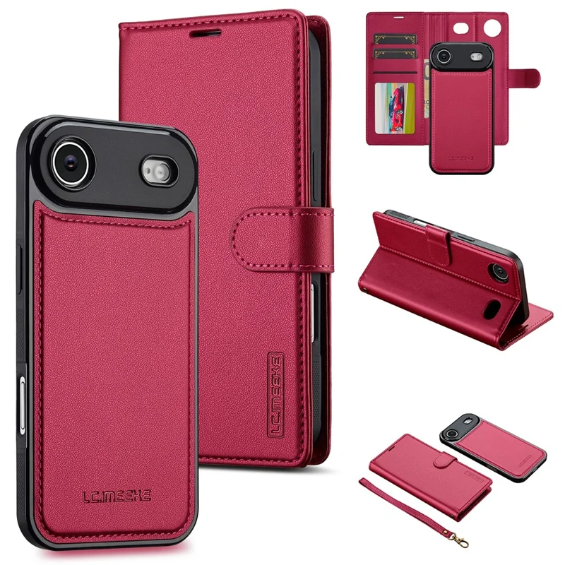 LC.IMEEKE L2 Series for iPhone Air Case PU Leather Wallet Detachable Magnetic Phone Cover - Red