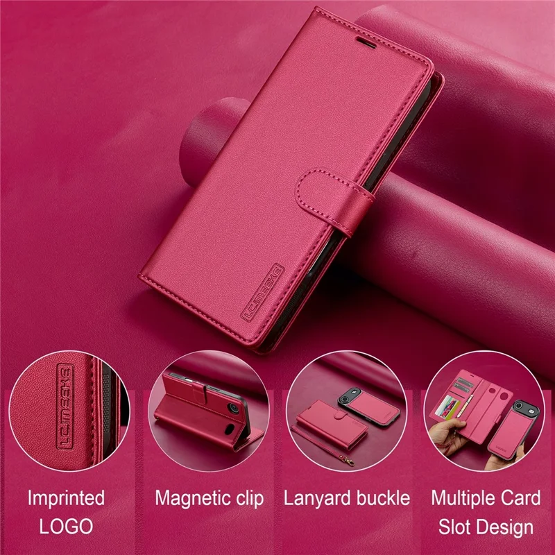 LC.IMEEKE L2 Series for iPhone Air Case PU Leather Wallet Detachable Magnetic Phone Cover - Red