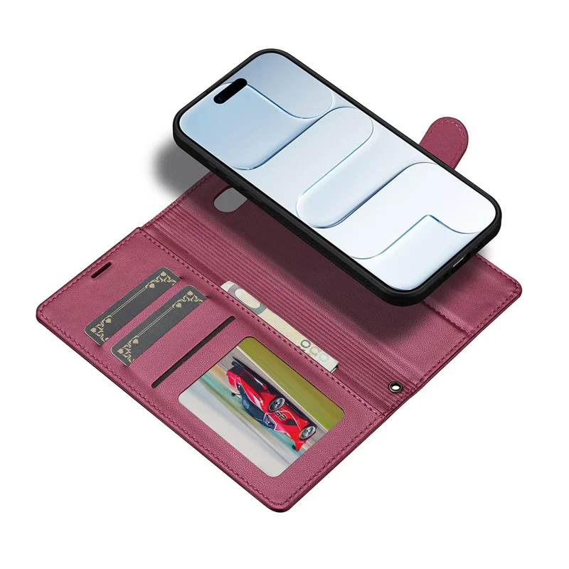 LC.IMEEKE L2 Series for iPhone Air Case PU Leather Wallet Detachable Magnetic Phone Cover - Red