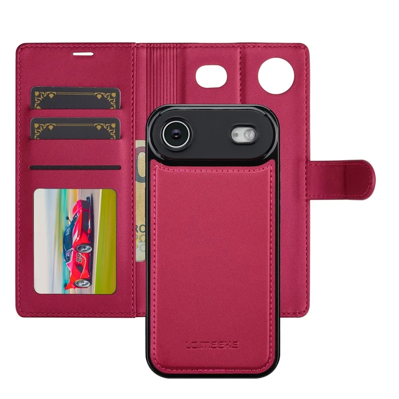 LC.IMEEKE L2 Series for iPhone Air Case PU Leather Wallet Detachable Magnetic Phone Cover - Red