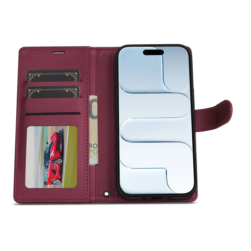 LC.IMEEKE L2 Series for iPhone Air Case PU Leather Wallet Detachable Magnetic Phone Cover - Red