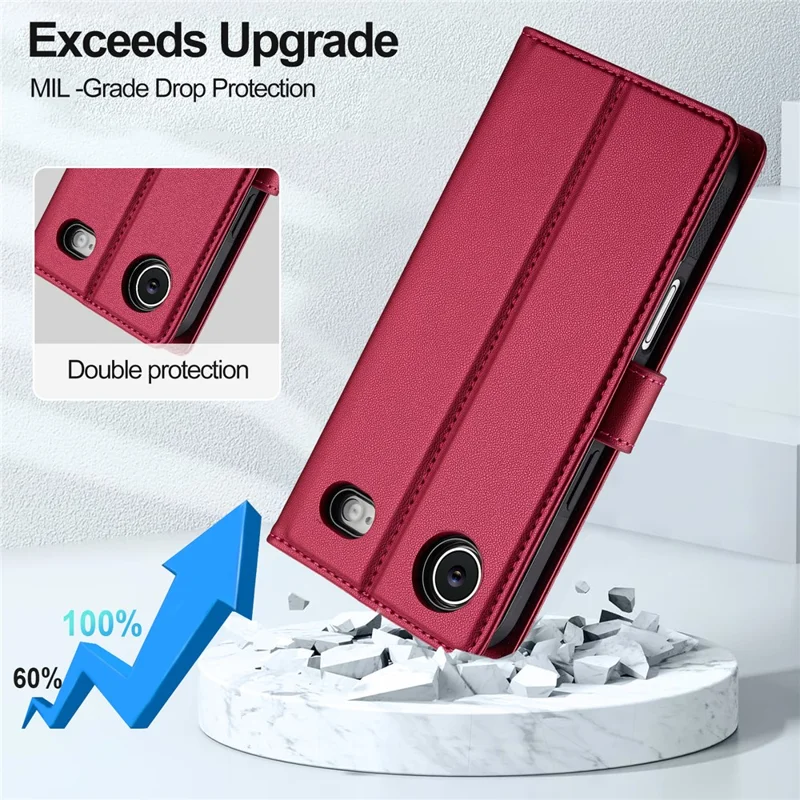 LC.IMEEKE L2 Series for iPhone Air Case PU Leather Wallet Detachable Magnetic Phone Cover - Red