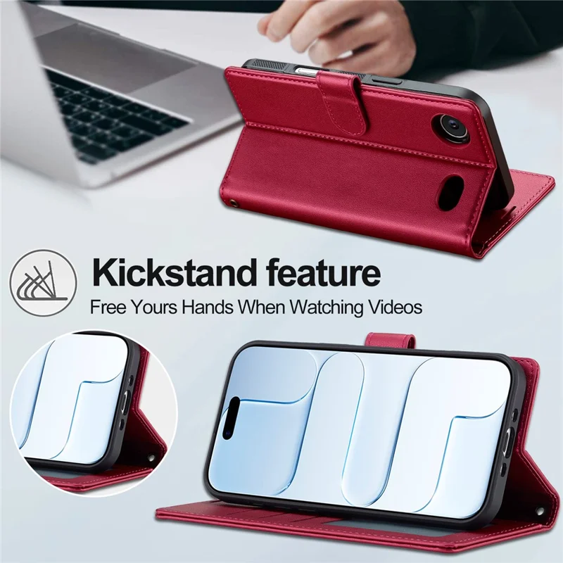 LC.IMEEKE L2 Series for iPhone Air Case PU Leather Wallet Detachable Magnetic Phone Cover - Red