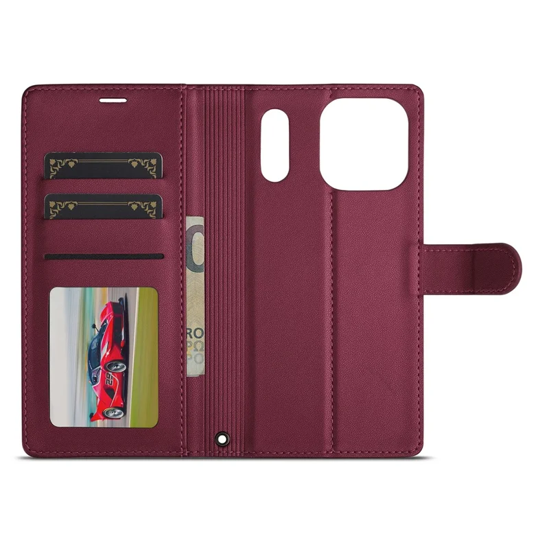 LC.IMEEKE L2 Series for iPhone 17 Pro Case PU Leather Wallet Detachable Magnetic Phone Cover - Red