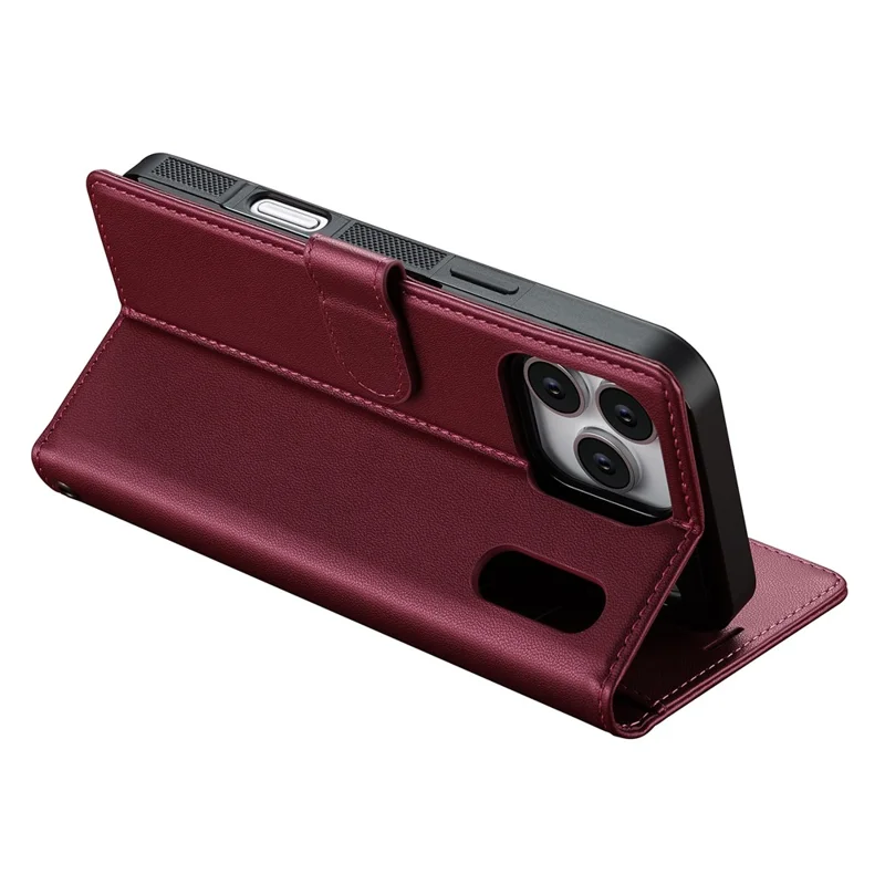 LC.IMEEKE L2 Series for iPhone 17 Pro Case PU Leather Wallet Detachable Magnetic Phone Cover - Red