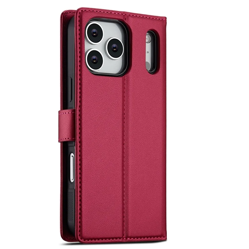 LC.IMEEKE L2 Series for iPhone 17 Pro Max Case PU Leather Wallet Detachable Magnetic Phone Cover - Red