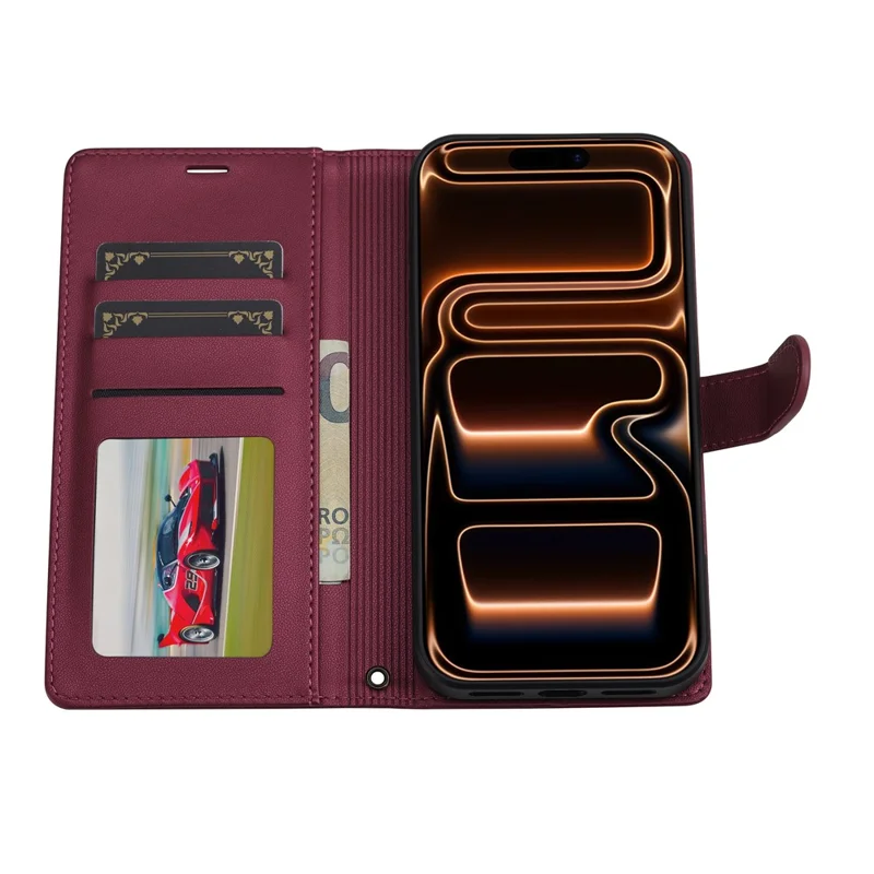 LC.IMEEKE L2 Series for iPhone 17 Pro Max Case PU Leather Wallet Detachable Magnetic Phone Cover - Red