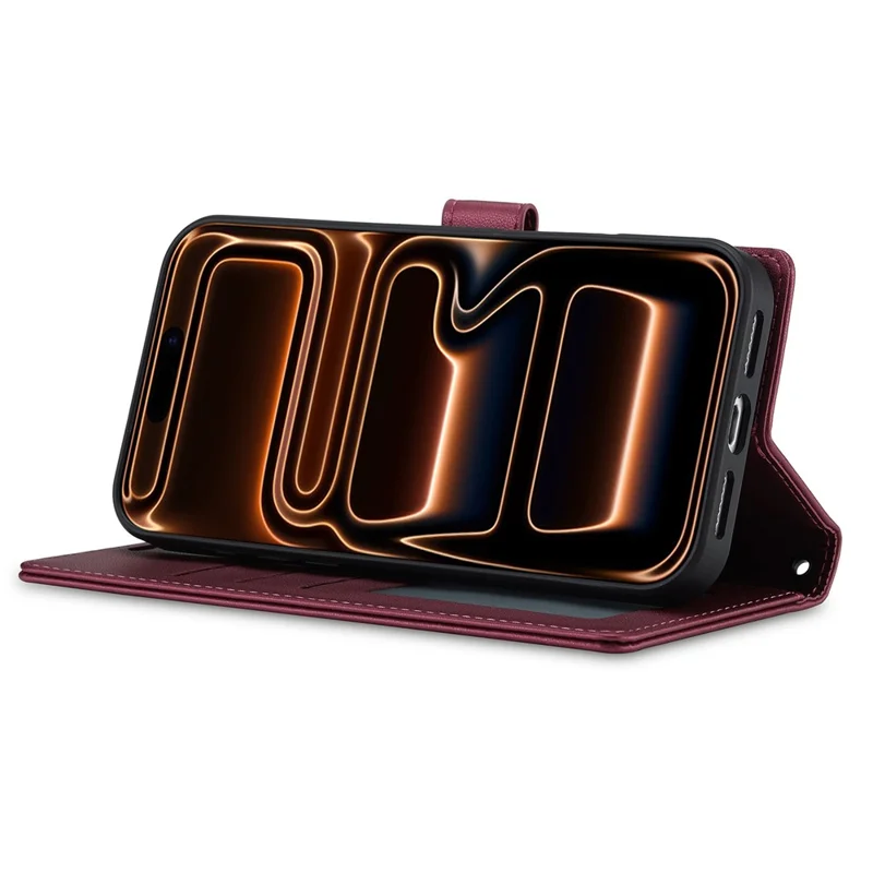 LC.IMEEKE L2 Series for iPhone 17 Pro Max Case PU Leather Wallet Detachable Magnetic Phone Cover - Red