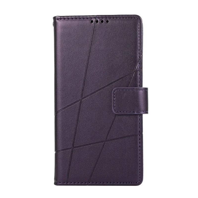 For Xiaomi Redmi Note 15 5G (Global) Phone Case Line Imprint Leather Wallet Cover with Wrist Strap - Purple