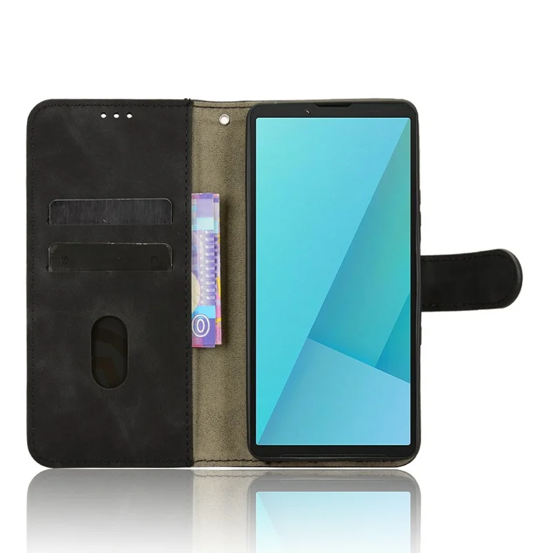 For Sony Xperia 10 VII Leather Case Skin Feel Anti Drop Wallet Flip Phone Cover - Black