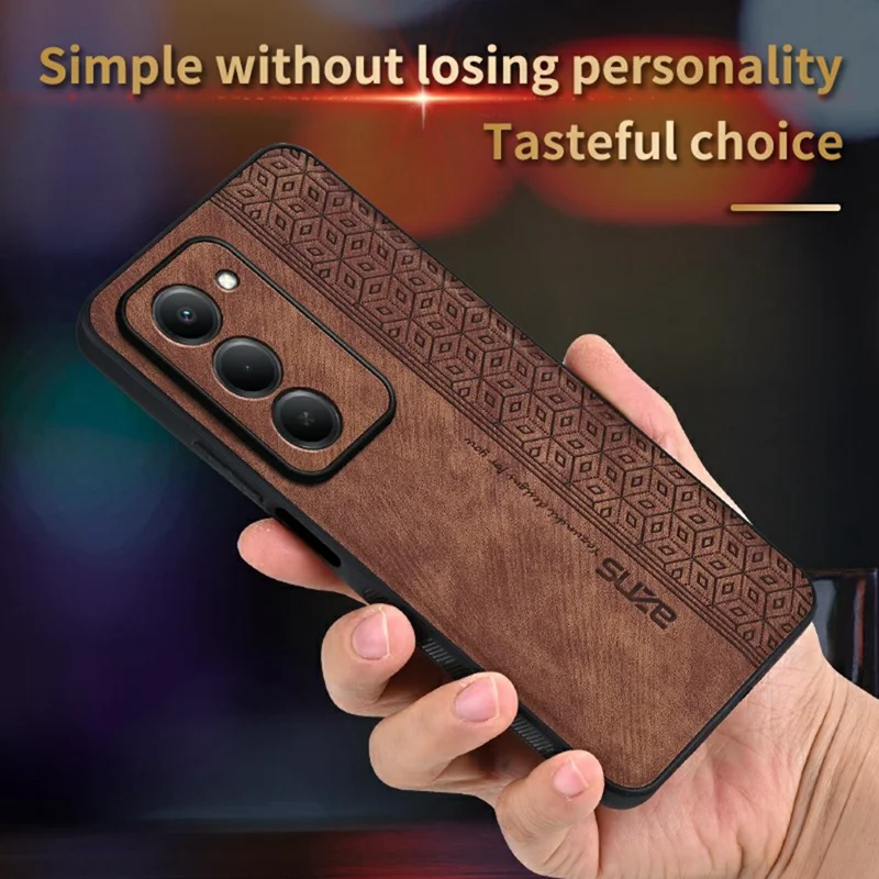 AZNS For Xiaomi Redmi 15 5G (Global) (169mm) Case Protective PU Leather Covered TPU Phone Shell - Brown
