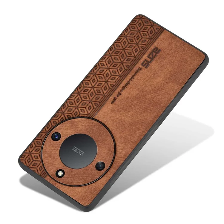 AZNS For Honor X40 5G Imprinted Pattern PU Leather Coated TPU Case Drop-proof Phone Back Cover - Brown