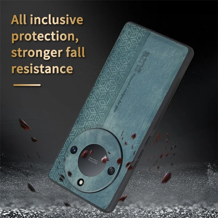 AZNS For Honor X40 5G Imprinted Pattern PU Leather Coated TPU Case Drop-proof Phone Back Cover - Brown
