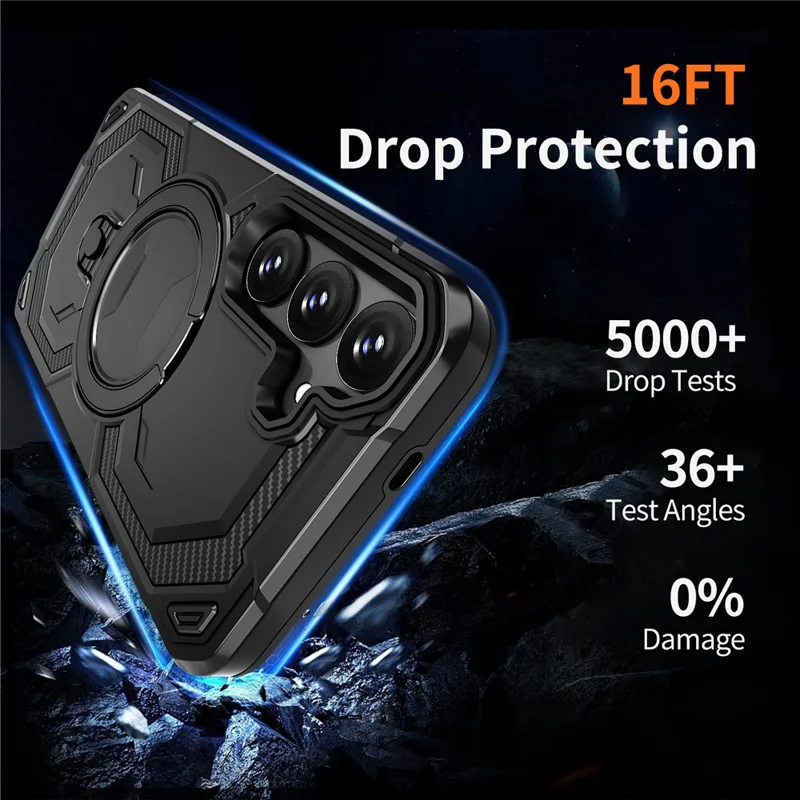 For Samsung Galaxy S24 Magnetic Case Ring Kickstand PC + TPU Hybrid Phone Cover - Black