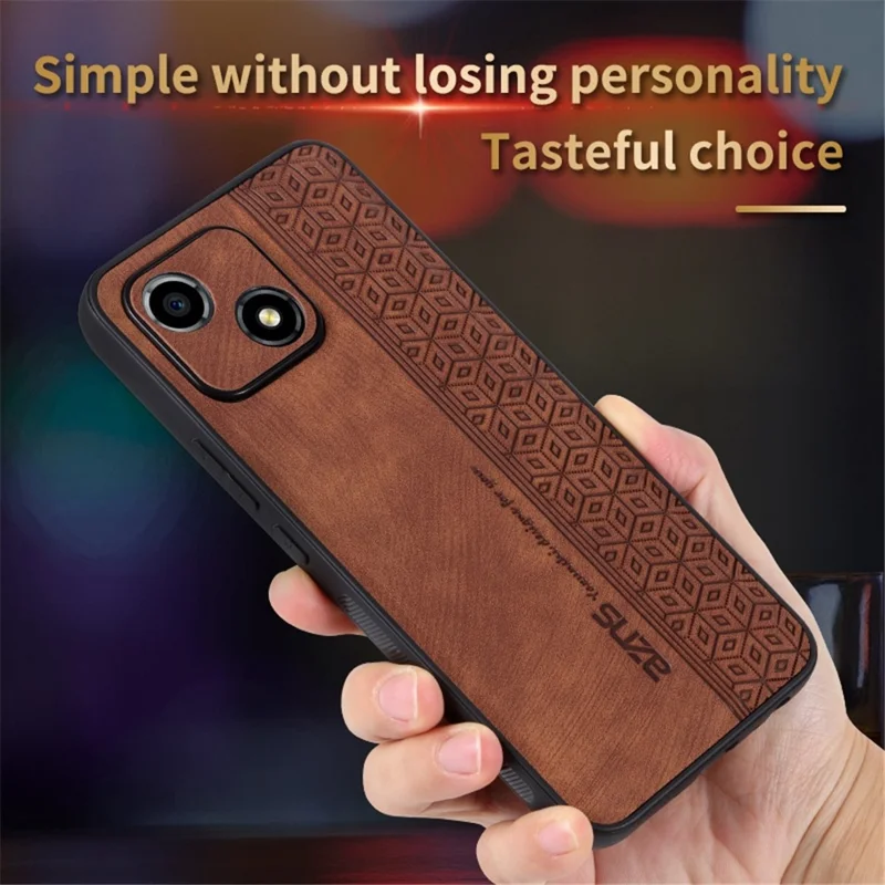 AZNS For Honor Play 30 5G Imprinted Pattern Phone Case Anti-slip Side Edge PU Leather Coated TPU Back Cover - Brown