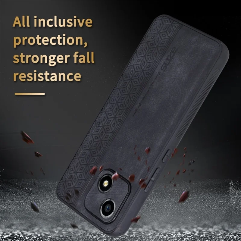 AZNS For Honor Play 30 5G Imprinted Pattern Phone Case Anti-slip Side Edge PU Leather Coated TPU Back Cover - Brown