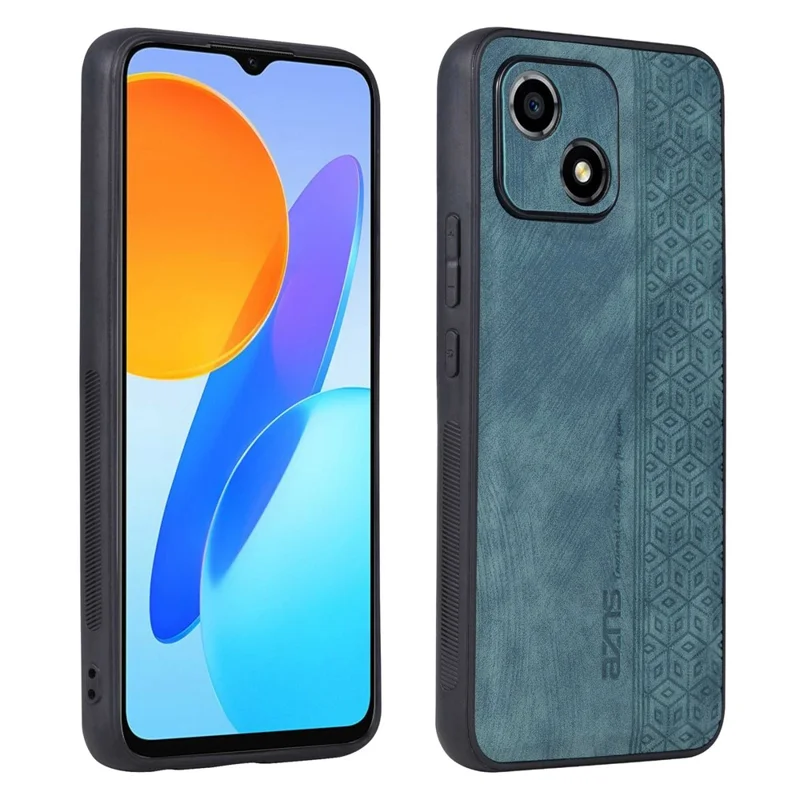 AZNS For Honor Play 30 5G Imprinted Pattern Phone Case Anti-slip Side Edge PU Leather Coated TPU Back Cover - Green