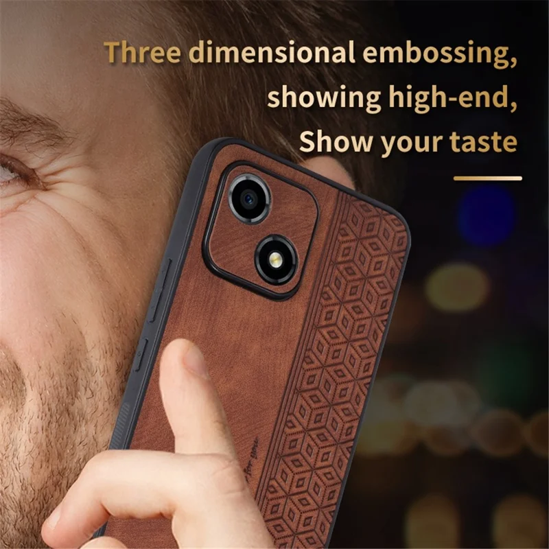 AZNS For Honor Play 30 5G Imprinted Pattern Phone Case Anti-slip Side Edge PU Leather Coated TPU Back Cover - Green