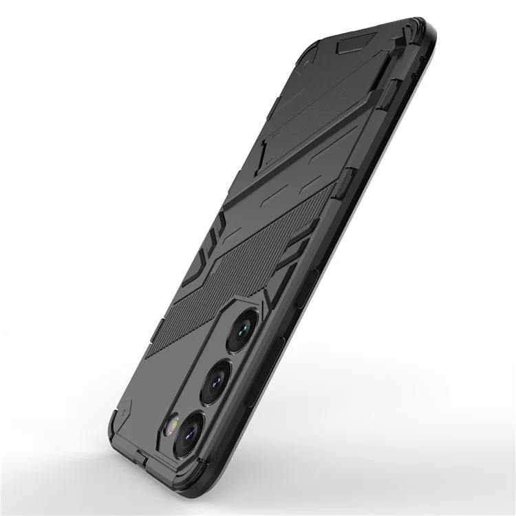 Cell Phone Case for Samsung Galaxy S23+, Kickstand Hard PC + Soft TPU Anti-drop Hybrid Protective Cover - Black
