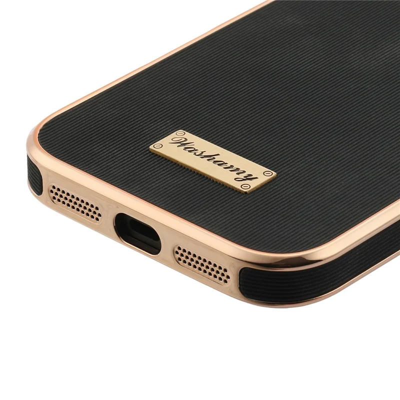 For iPhone 14 Case Compatible with MagSafe Electroplating Frame PU Leather PC TPU Phone Cover - Black