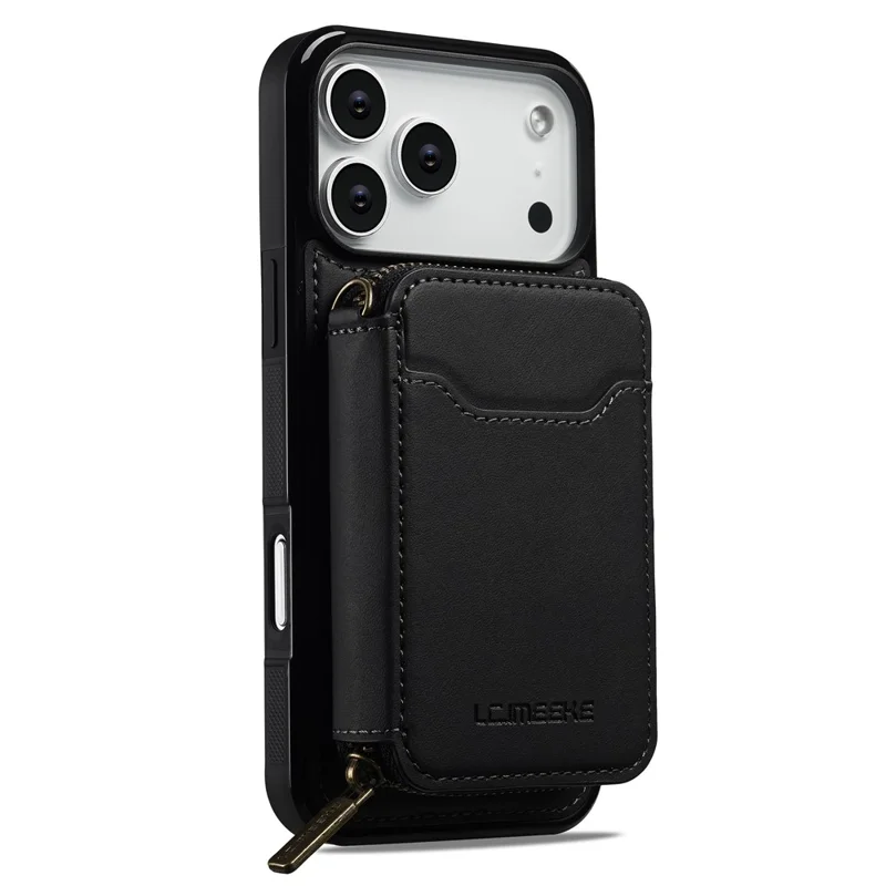 LC.IMEEKE L6 For iPhone 18 Pro / 17 Pro Magnetic Case Detachable Zipper Wallet Leather Coated PC + TPU Phone Cover - Black