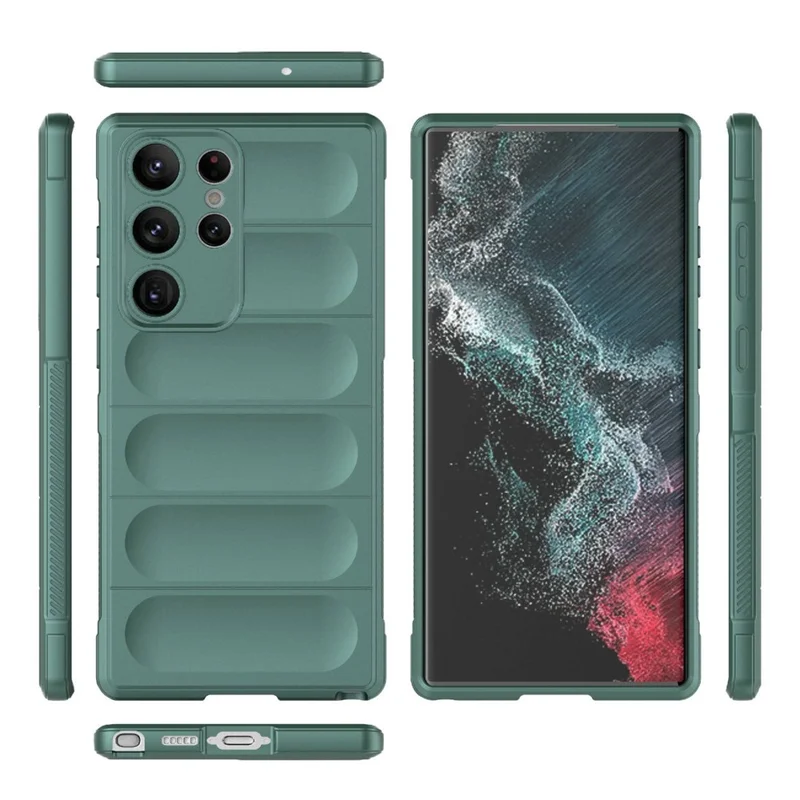 غطاء هاتف مضاد للسقوط لهاتف Samsung Galaxy S23 Ultra، غطاء واقٍ من مادة TPU اللينة - أخضر