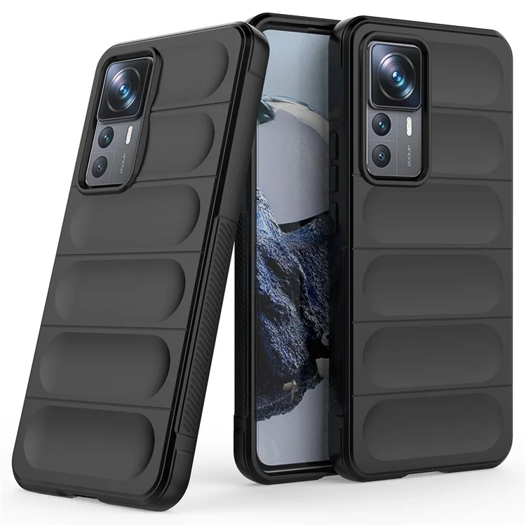 Für Xiaomi 12T Pro 5G Robuste Weiche TPU Handyhülle Stoßfest Schutzhülle - Schwarz