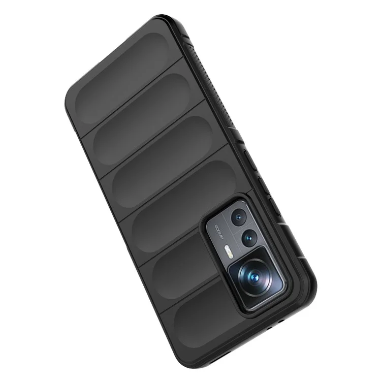 For Xiaomi 12T Pro 5G Rugged Soft TPU Phone Cover Drop-proof Protective Case - Black